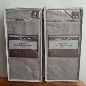 LEVINSOHN Linenweave Hemstitched Tailored Cotton Blend Euro Shams Gray